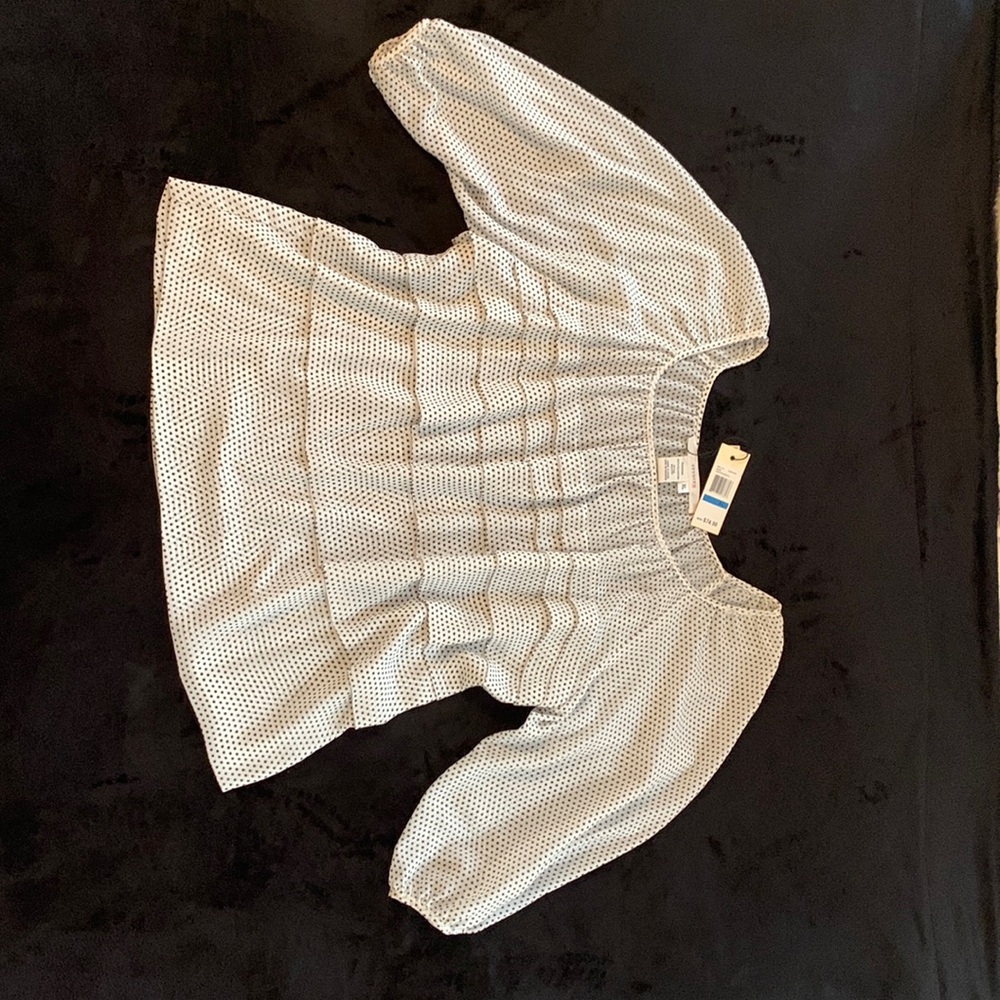 Macy’s STUDIO Black w/ White background Poked Dot Top